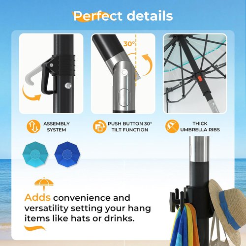 HOMEDEMO 7FT Portable Beach Umbrella - Ultimate Sun Protection for Outdoor Events