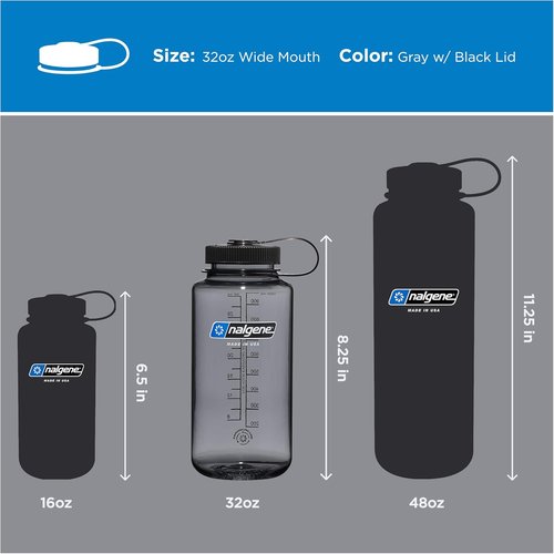 Nalgene 32 oz Wide Mouth Water Bottle - BPA-Free, Durable, Leak-Proof Design for Hiking & Travel