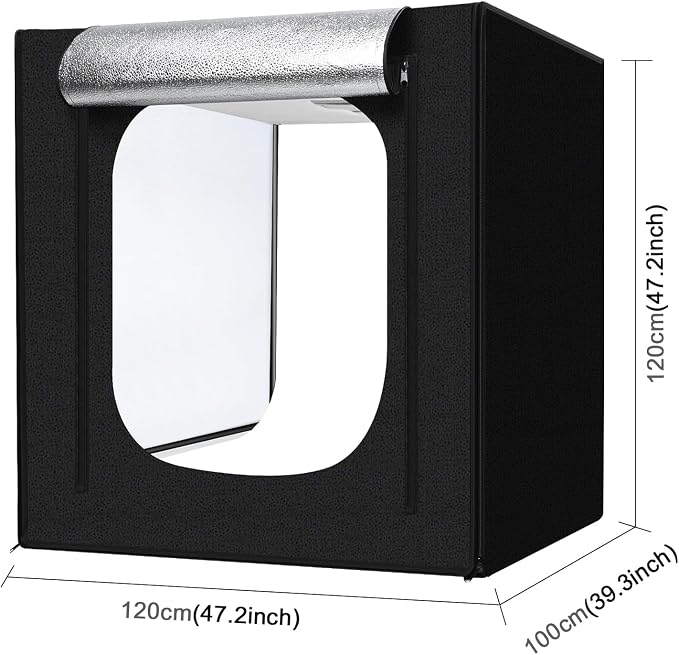 48"x48"x40" Large Photo Studio Light Box Photography, 4 Light LED Panels