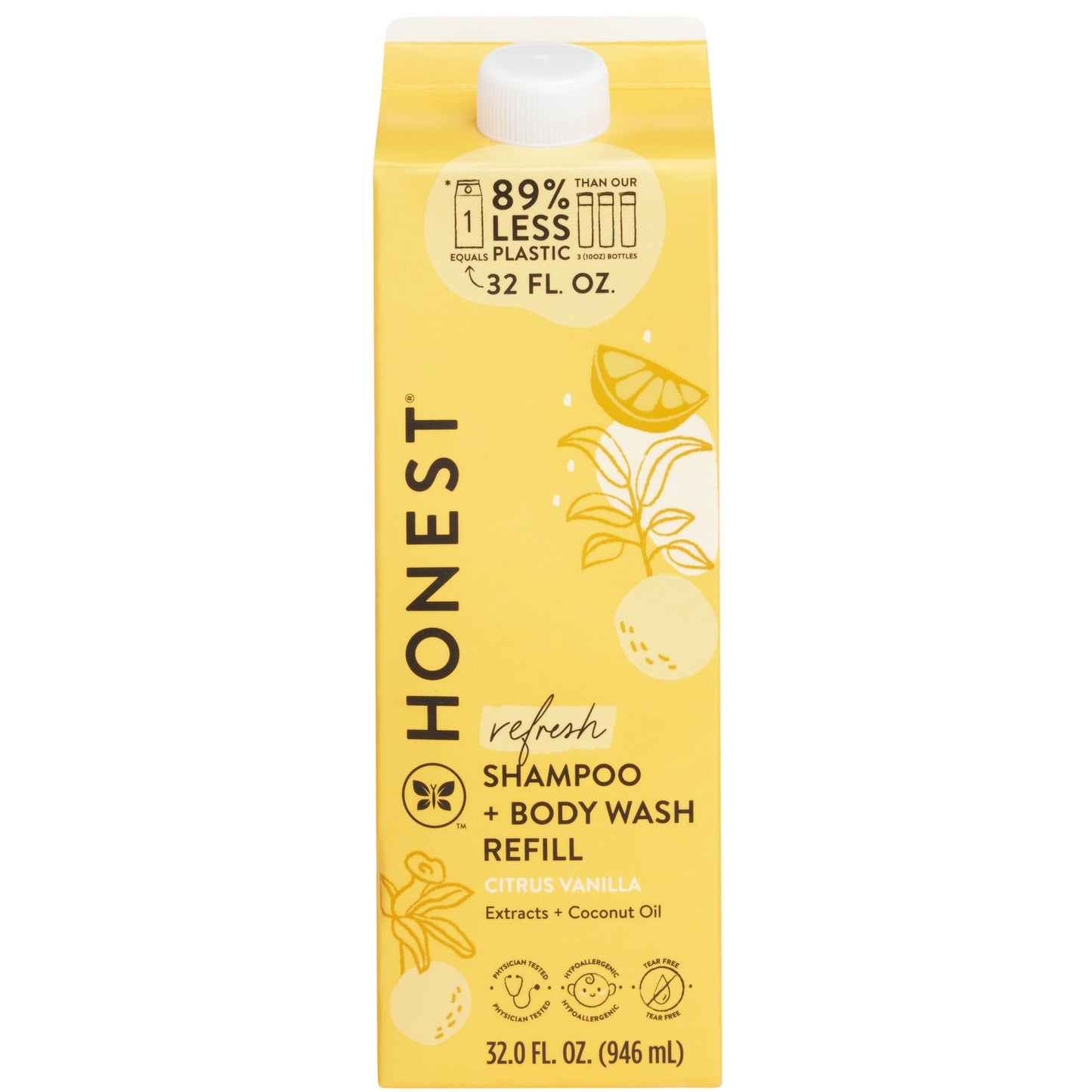 The Honest Company 2-In-1 Cleansing Shampoo + Body Wash Refill Carton | Gentle For Baby | Naturally Derived, Tear-Free, Hypoalle
