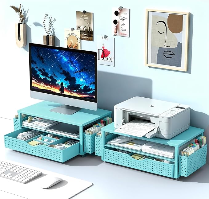 Spacrea Desk Organizer and Accessories, Computer Monitor Stand Riser