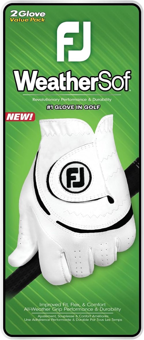 FootJoy Golf Gloves - WeatherSof 2-Pack for Superior Grip and Comfort | Men's Size