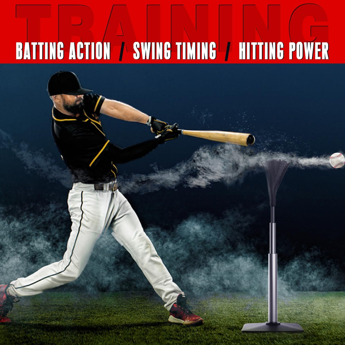 Skiennix 4-Prongs Ball Rest Batting Tee - Adjustable 23" to 44" for Baseball & Softball Hitting
