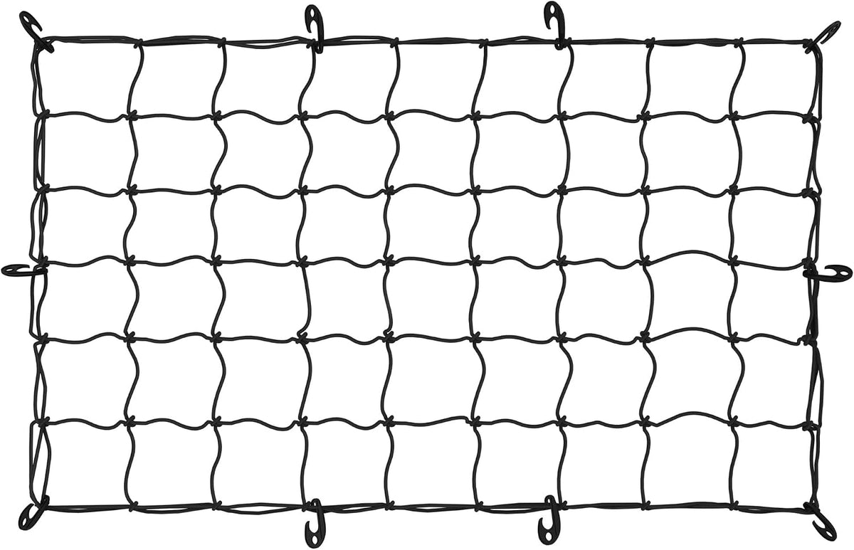 ARKSEN 17" x 33" Heavy Duty Tangle-Free Nylon Cargo Net (3.9" x 3.9" Mesh) Universal Bungee Stretches for Pickup, Truck, Bed, SUV, Roof Rack & Travel Luggage Rack