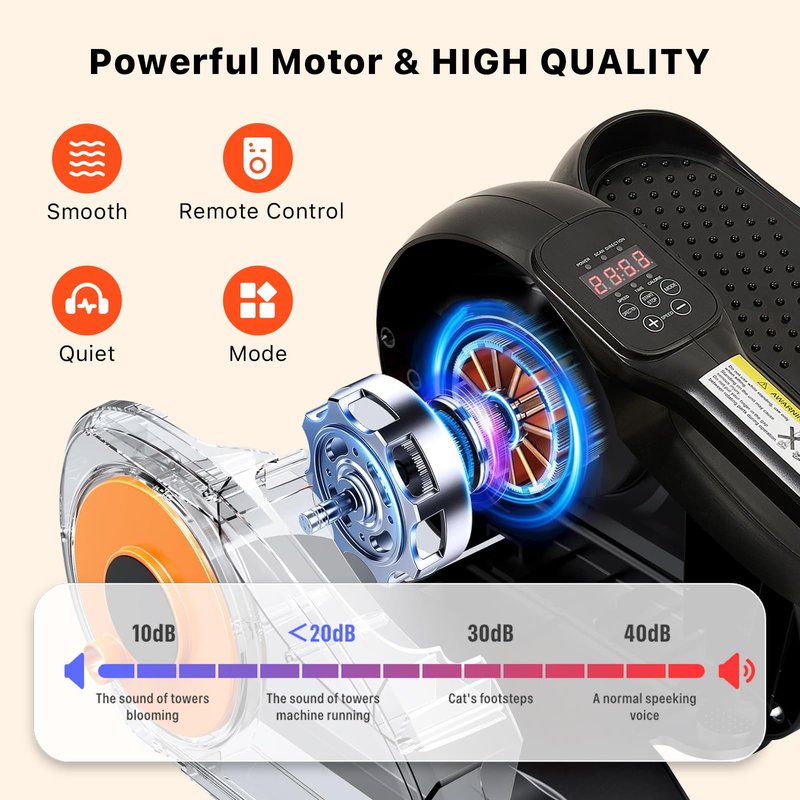 Under Desk Elliptical Machine,Electric Ellipse Leg Exerciser as See on TV with Remote Control,12 Level Speeds Seated Pedal Exerciser for Seniors Adults, Manual & Auto Mode(Orange)