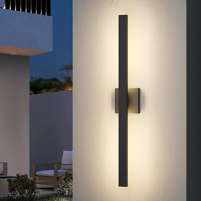 LamQee 31.5 Inch Aluminum Long Outdoor Modern LED Wall Light 3000K 1500LM, Slim Linear Exterior Lighting Fixtures Wall Mount, Waterproof Black Outside Sconce for House Porch Patio Garage Door Yard