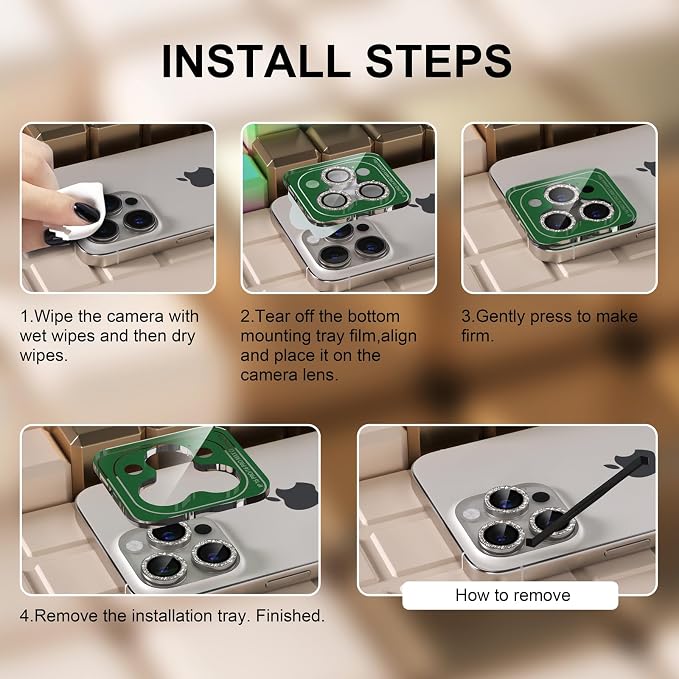 Misea Compatible for iPhone 16 Pro/iPhone 16 Pro Max Camera Lens Protector Bling
