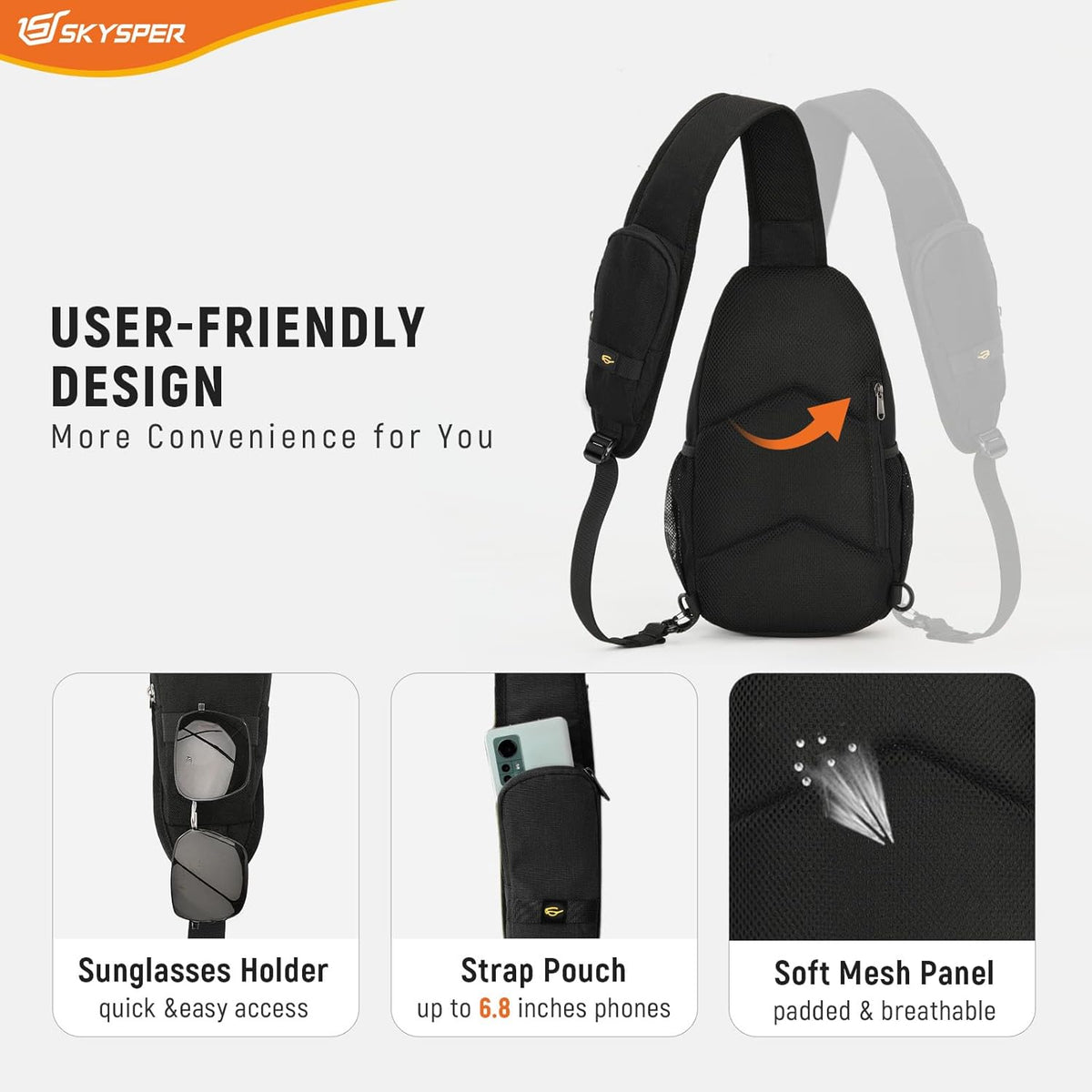 SKYSPER Sling Bag - RFID Crossbody Backpack for Travel | Eco-Friendly Recycled Material