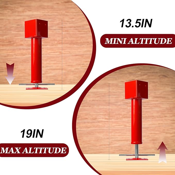 4x4 Screw Jack Post 4 Pack, 13.5"-19" Adjustable Basement Floor Jacks Support, 24700 lbs Heavy Duty Shore Jack, House Jack for Leveling, Crawlspace Shoring, Beam Repair, Structural Repair