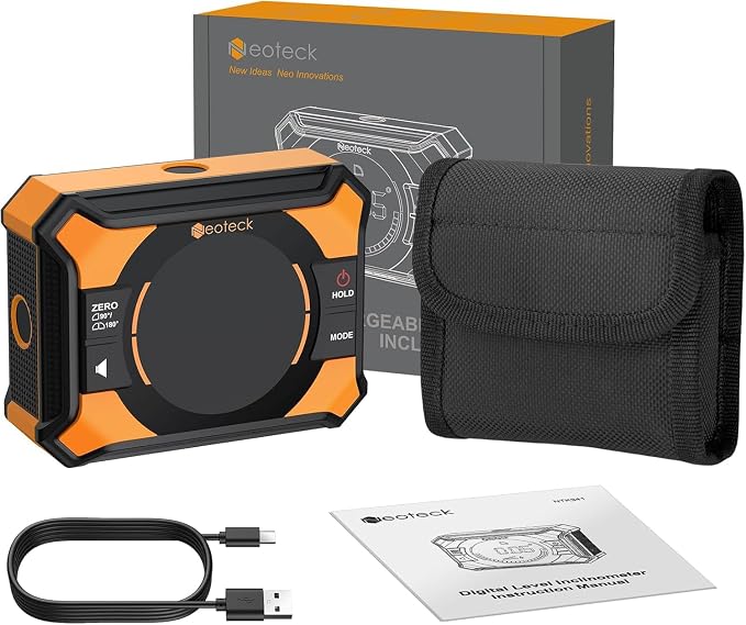 Neoteck Digital Angle Finder 4x90°/2x180° Rechargeable Angle Gauge