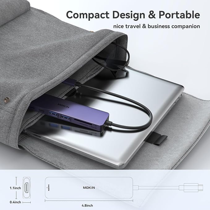 MOKiN 7 in 1 USB C Hub with HDMI, microSD/SD Card Reader, USB 3.0, 100W PD