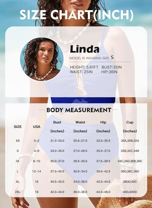 Herseas 2 Piece Bikini Set - U-Wire Cutout High Waisted Textured Swimsuit for Summer Beach 2026