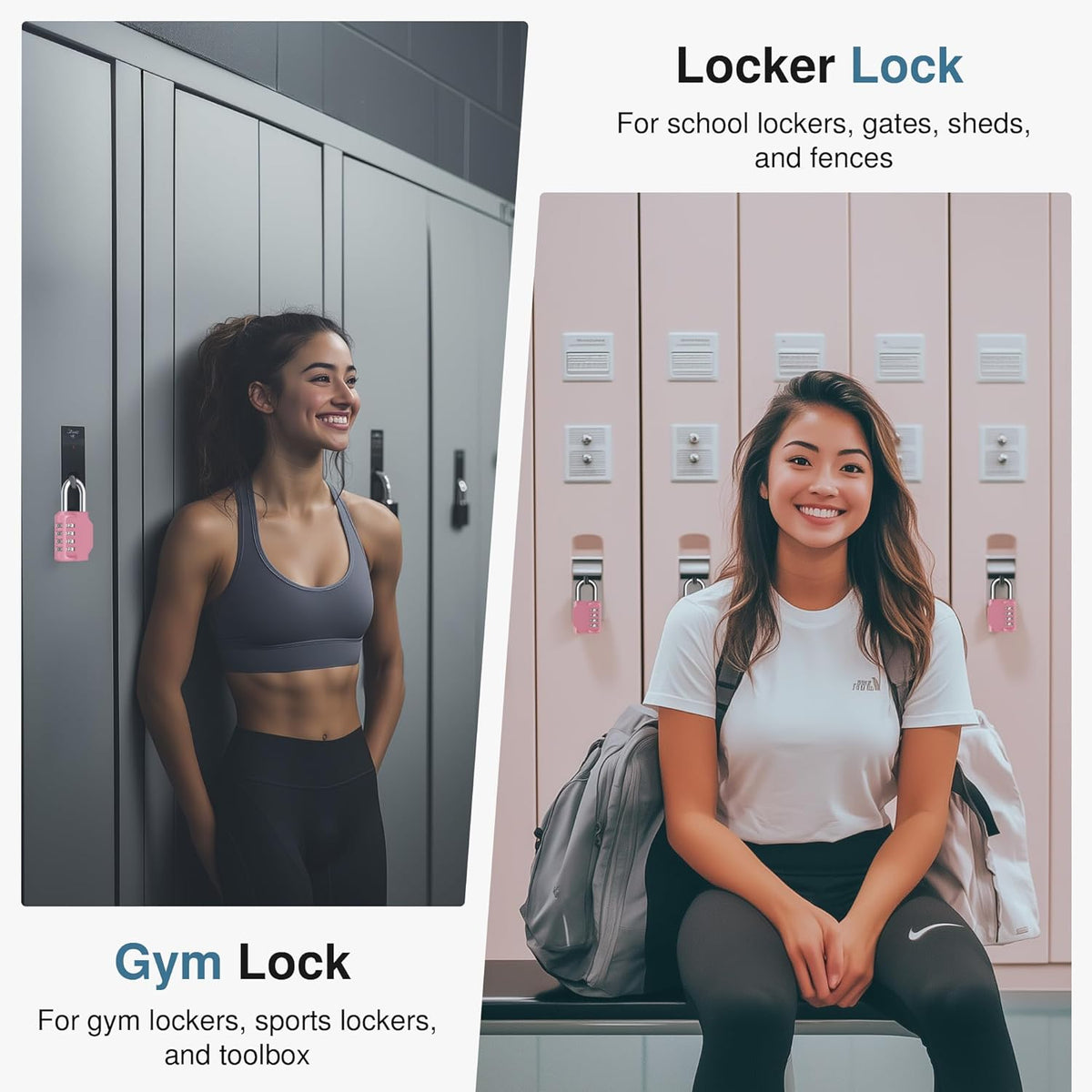 Puroma 4-Digit Waterproof Combination Lock - Secure Outdoor Padlock for Gym Lockers & Toolboxes | Basic Pink Rose