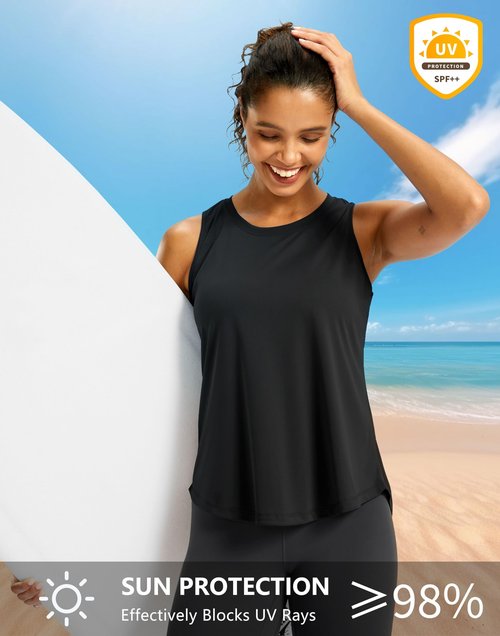 G Gradual Workout Tank Top for Women Sleeveless Athletic Yoga Tops High Neck Quick Dry Running Tennis Sports Shirts for Women(Black,S)