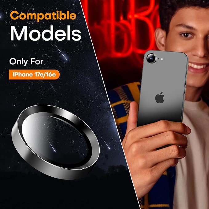 for iPhone 16e/iPhone 17e Camera Lens Protector, Tempered Glass Screen
