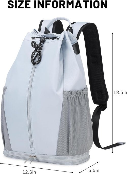 Mygreen Gym Drawstring Backpack - Waterproof Sports Bag with Shoe Compartment | Lightweight, Breathable, Large Capacity, Foldable Design in Black