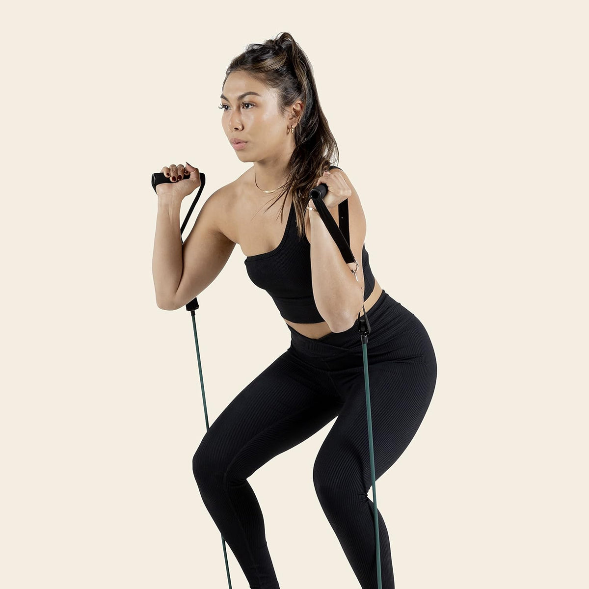 Retrospec Resistance Bands Set - 5 Stackable Bands with Handles & Door Anchor | Portable Fitness Equipment for Yoga & Therapy