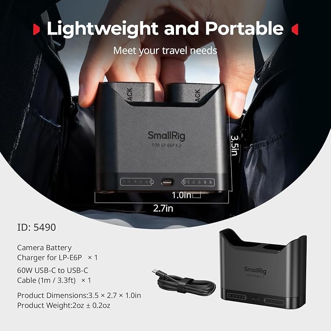 SMALLRIG LP-E6P LP-E6NH LP-E6N LP-E6 Battery Charger