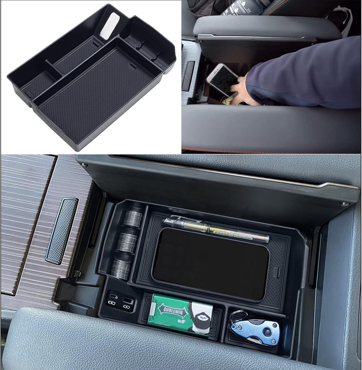 TOPINSTALL Center Console Tray for 2021-2026 Toyota Sienna, 2-Layer Space