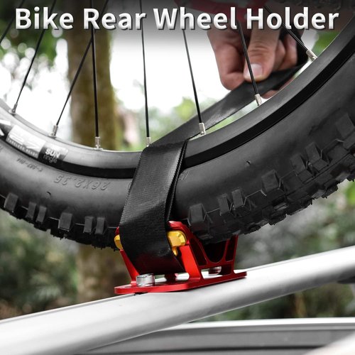 MUQZI Rear Wheel Mount - Bike Car Roof Rack Carrier for Easy Bicycle Transport | Red