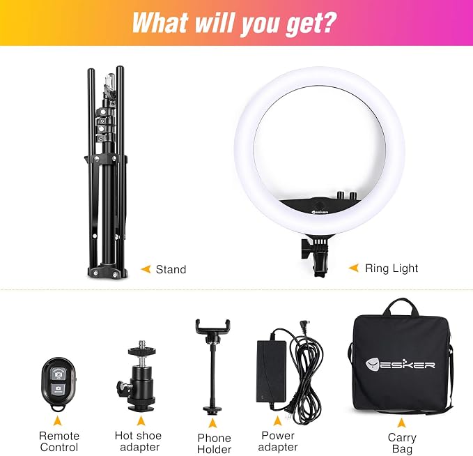 Ring Light with Tripod Stand, Yesker 14 Inch LED Ringlight Kit with Phone