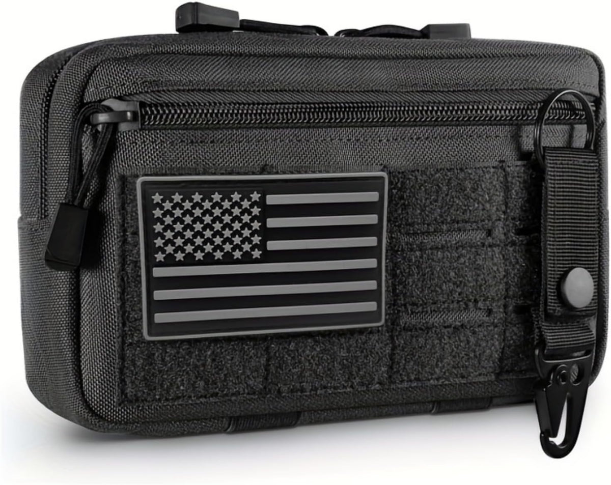 Skiennix Tactical Molle Pouch - Utility Laser Cut EDC Tool Holder with US Flag Patch for Dad