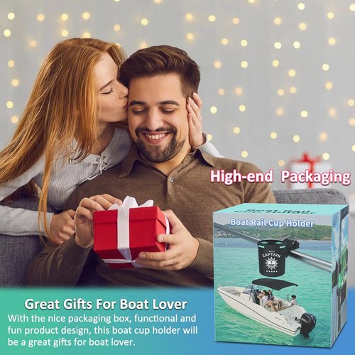 Marine Boat Rail Cup Holder - No Drill Installation for Bimini Top | Perfect Gift for Boat Lovers