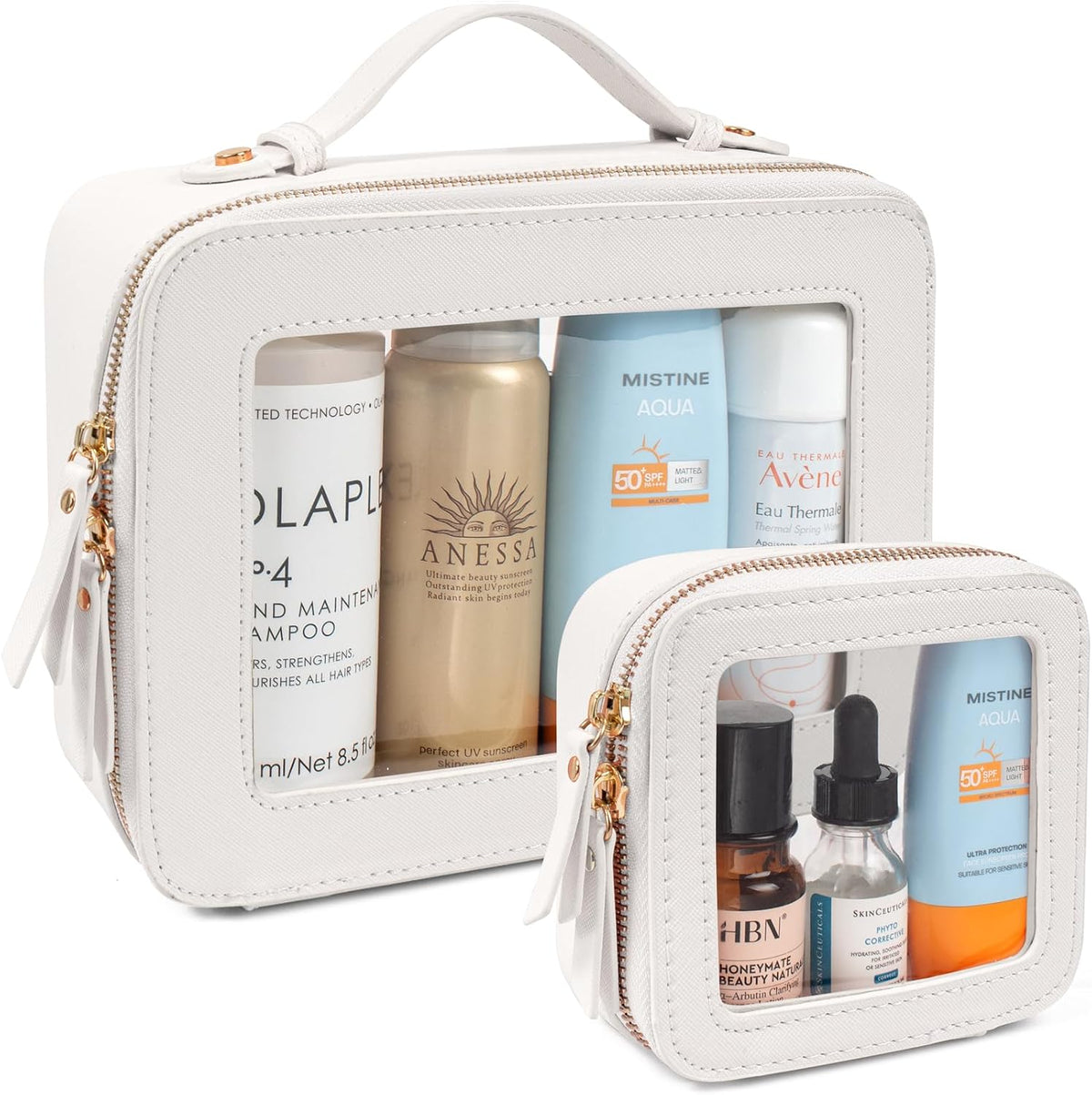 LETGO 2Pack Clear Toiletry Bag for Women Travel Makeup Bag|Structured Mahjong Tile Bag with Zipper and Handle,Portable Zippered Travel & Board Game Storage Pouch for Mahjong Lovers