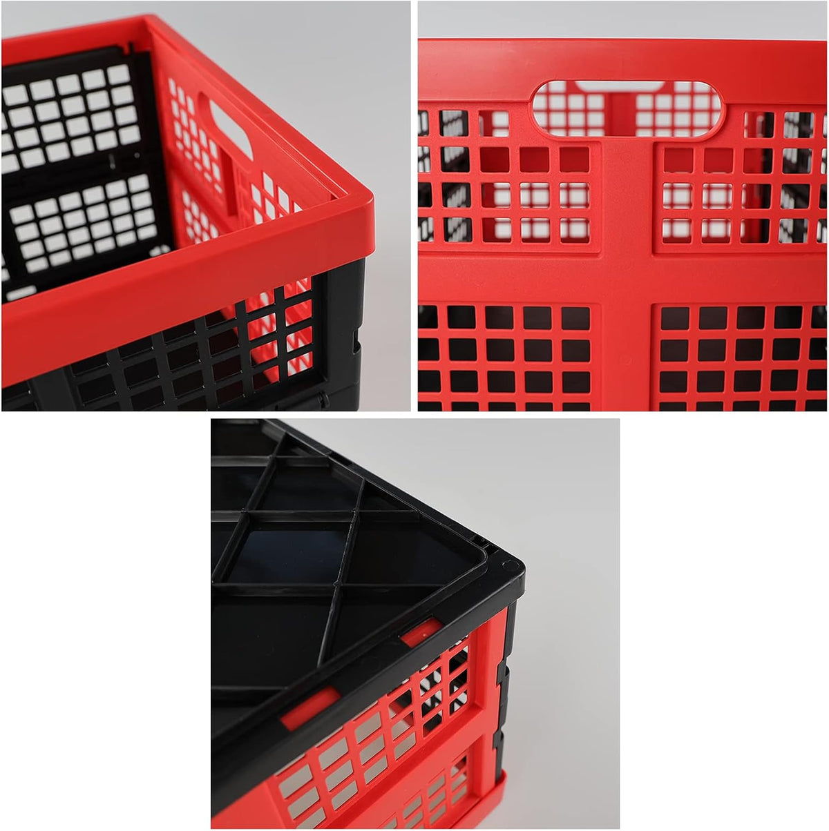 Ramddy 34 Quart Collapsible Storage Crate, Plastic Stackable Crate, 4 Pack | Folding Basket Container Bins