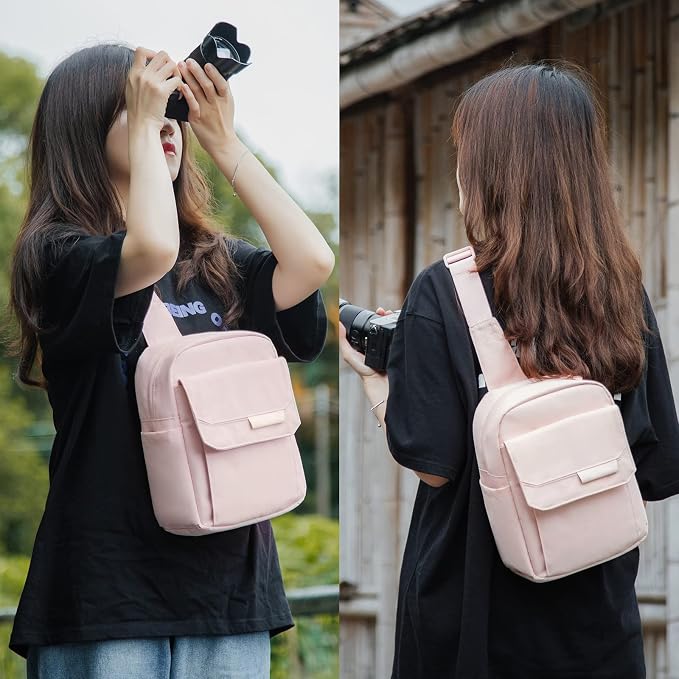 TULLIO Women Camera Bag, Small Lightweight Camera Sling Bag Waterproof