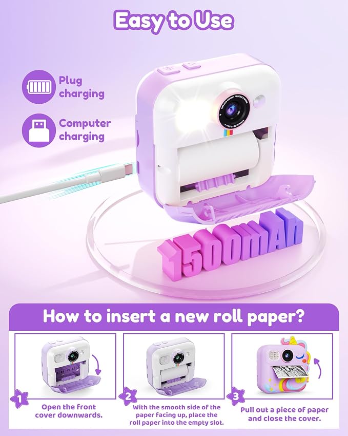 KOKODI Kids Camera Instant Print, Toddler Cameras Christmas Birthday Gifts