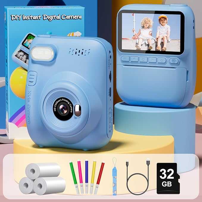Kids Camera Instant Print, 3.0" HD 32MP Birthday Gifts