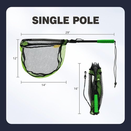 Black Paw Floating Fishing Net - Foldable Telescopic Design with Built-In Length Scale | Rubber Coated for Kayak & Trout Fishing