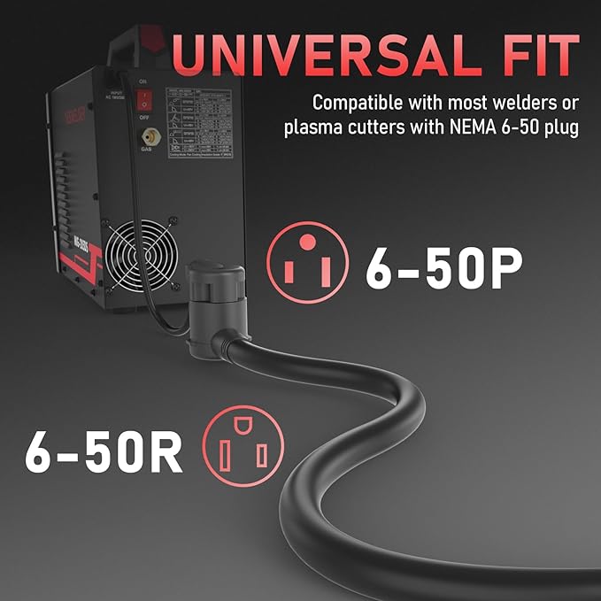 YESWELDER 50ft 250 Volt Welder Extension Cord 8 AWG Power Extension for Welding Machines, NEMA 6-50P to 6-50R