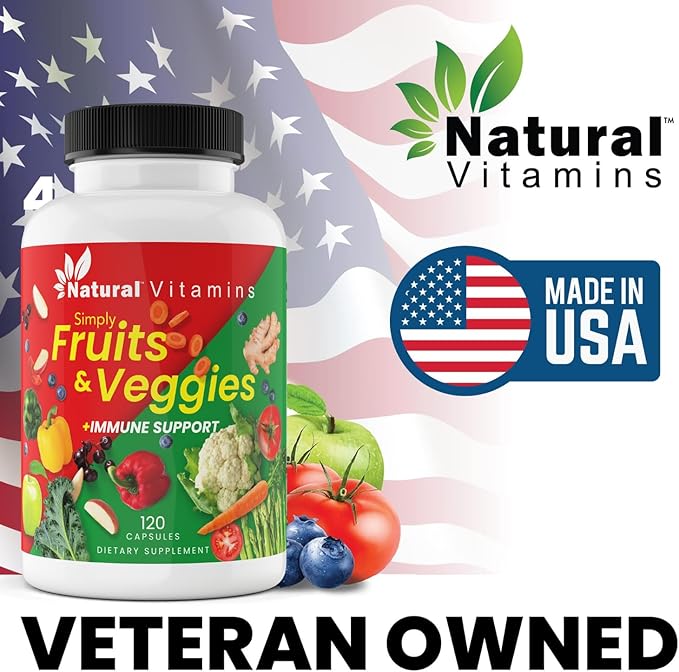 Fruits & Veggies Supplement Capsules - High-Potency Daily Wellness Blend - Packed with Essential Vitamins, Antioxidants, and Minerals - Supports Balanced Nutrition & Optimal Health (Red & Green)