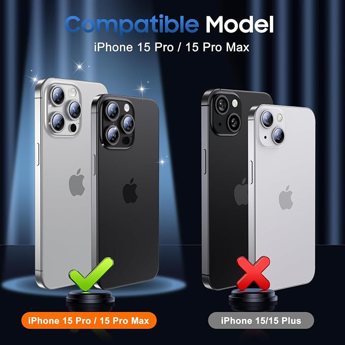 UniqueMe for 3 Pack iPhone 15 Pro/iPhone 15 Pro Max Camera Lens Protector