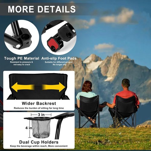 Joyfair Portable Camping Chair - Heavy Duty Folding Chair for Beach & Outdoor Activities | Includes Carry Bag & Cup Holder