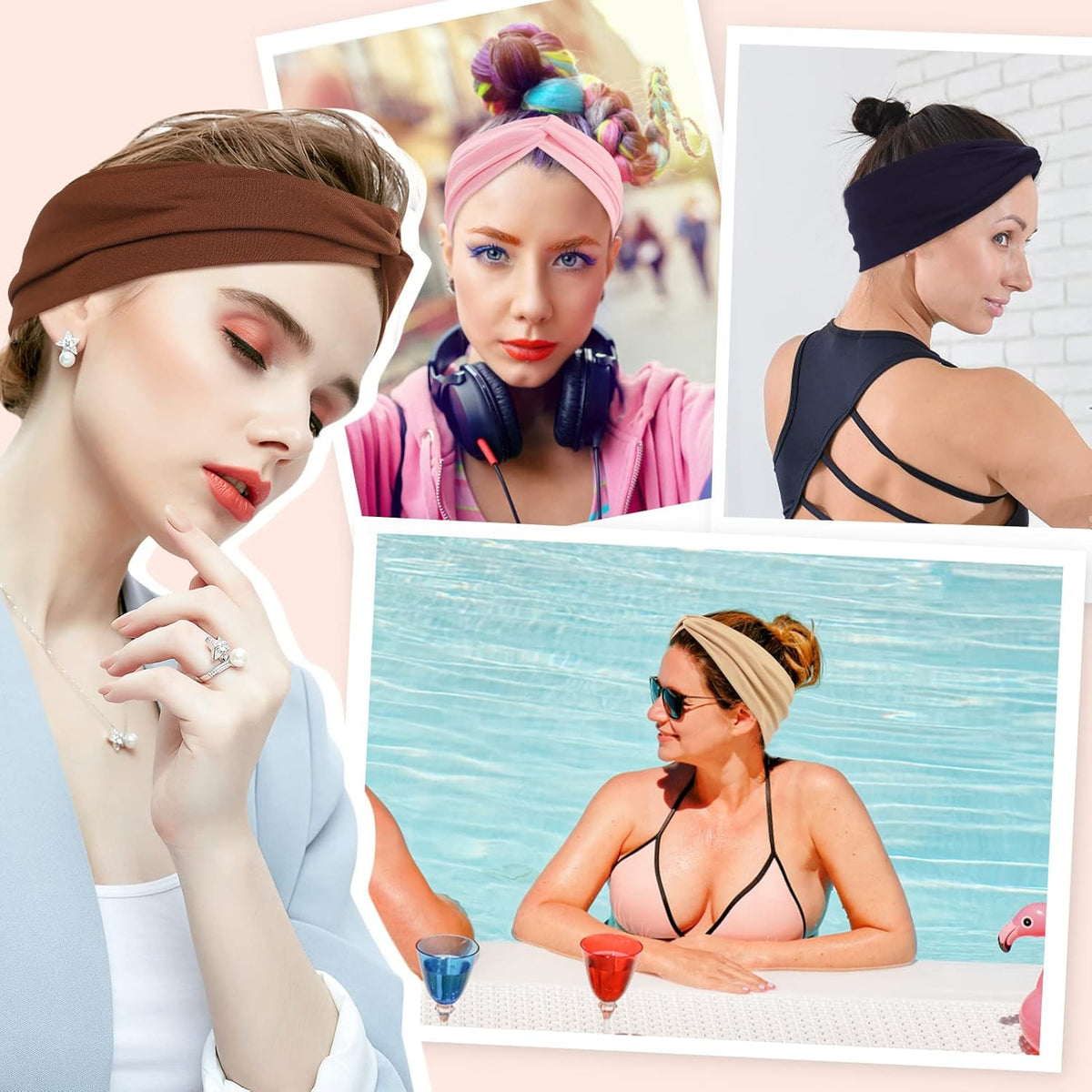 Panleding Stretchy Headbands for Women - 12 Pcs Soft Twist Knotted Design for Yoga & Daily Wear