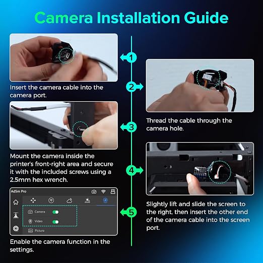 FLASHFORGE Camera Kit for Adventurer 5M/Pro/AD5X 3D Printer, Real-time and
