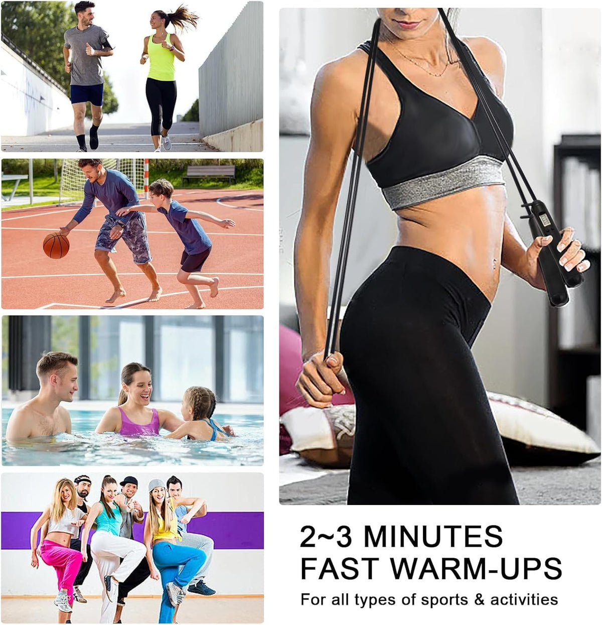 Skiennix Smart Jump Rope - 2-in-1 Weighted Corded & Cordless Design with LCD Display | Adjustable Length for Home Gym Fitness