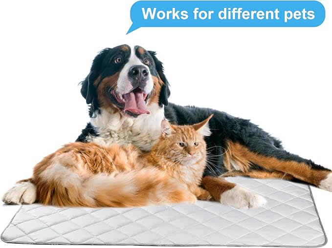 Langsprit Dog Cooling Mat, Washable Dogs Cats Pet Non-Toxic Cooling Pads Summer Sleeping Kennel Mats,Pet Self Cool Ice Blanket for Indoor & Outdoor Dog Beach Essentials Light Gray Medium