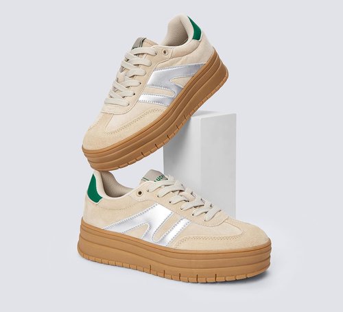 Lucky Step Women's Platform Sneakers - Retro Style with Thick Rubber Sole | Casual Low Top Walking Shoes