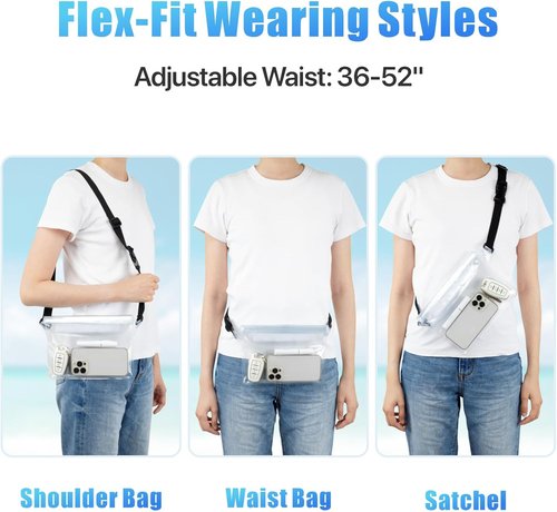 F-Color Waterproof Fanny Pack - Adjustable Waist Strap & Triple Zipper Roll-Top Dry Bag | Perfect for Beach, Kayaking & Boating