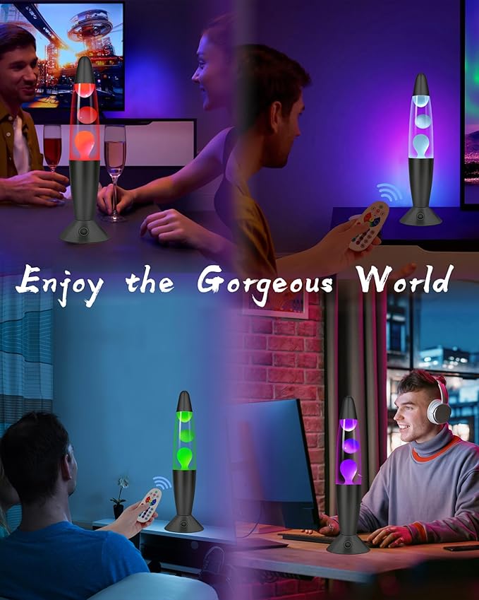 Color Changing Black Liquid Motion Lamps: 17 Colors LED Night Light for Adults with Remote & Timer, Smart Ambient Mood Lighting for Bedroom Office, Novelty Cool Christmas Birthday Gifts, 13 Inch