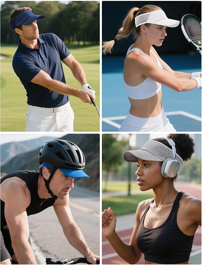 Sport Sun-Visor Hat Men Women Summer UV Protection, Lightweight Cooling Golf Running Tennis Sweat-Band Cap