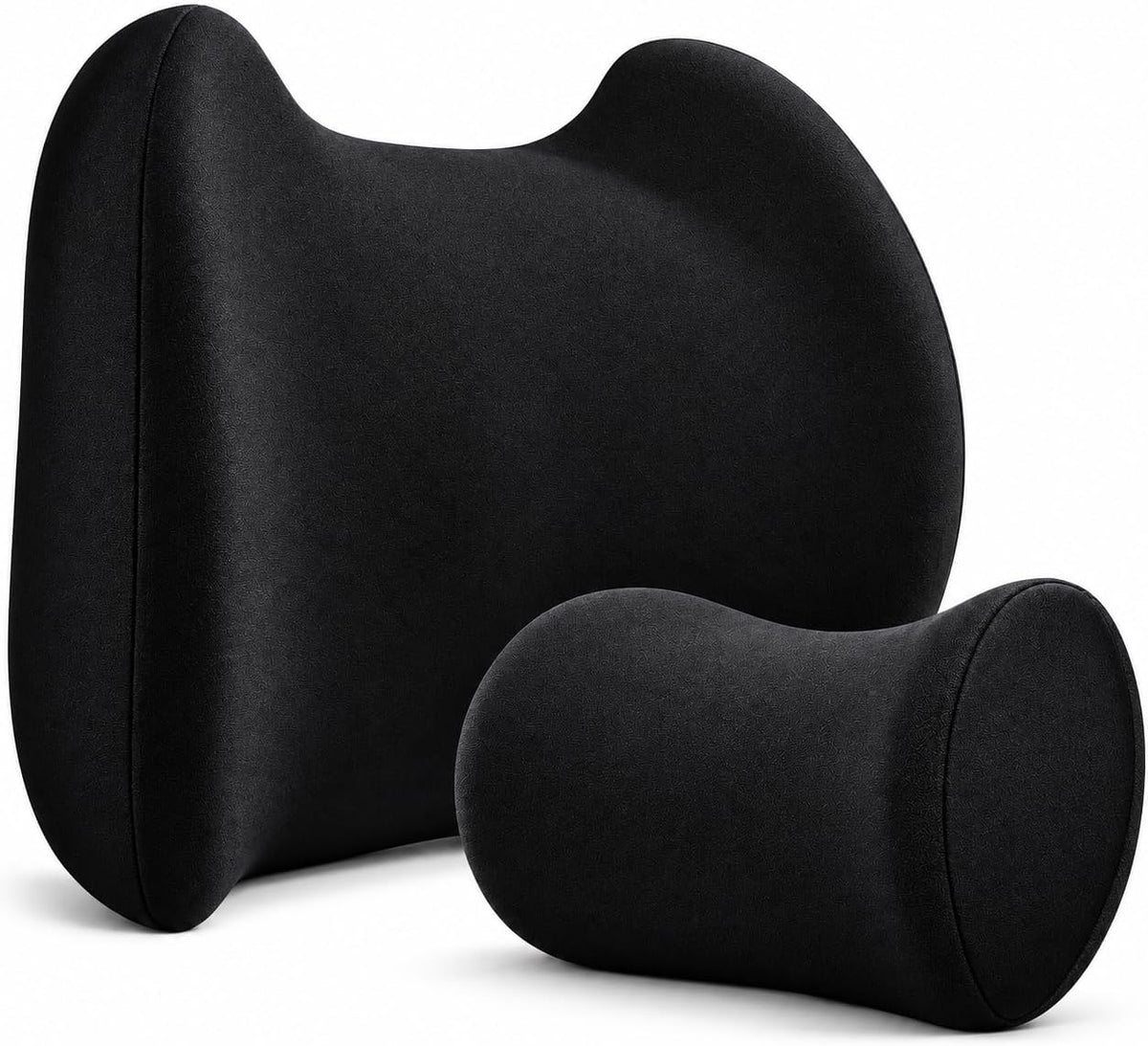 Lumbar & Neck Support Pillow Kit - Gray - Back & Neck Support Pillow for Car & Office Chair - Memory Foam Pillow - Ergonomic Pillow for Neck & Back Pain Relief