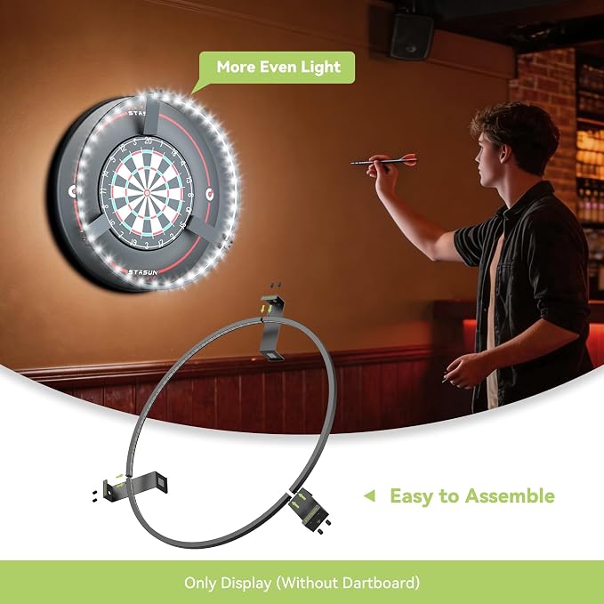 STASUN 360° Dartboard Ring Light, Dimmable Magnetic LED Dart Board Lighting