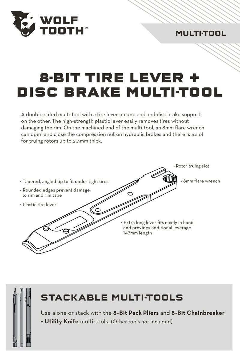 Wolf Tooth 8-Bit Tire Lever + Disc Brake Multi-Tool
