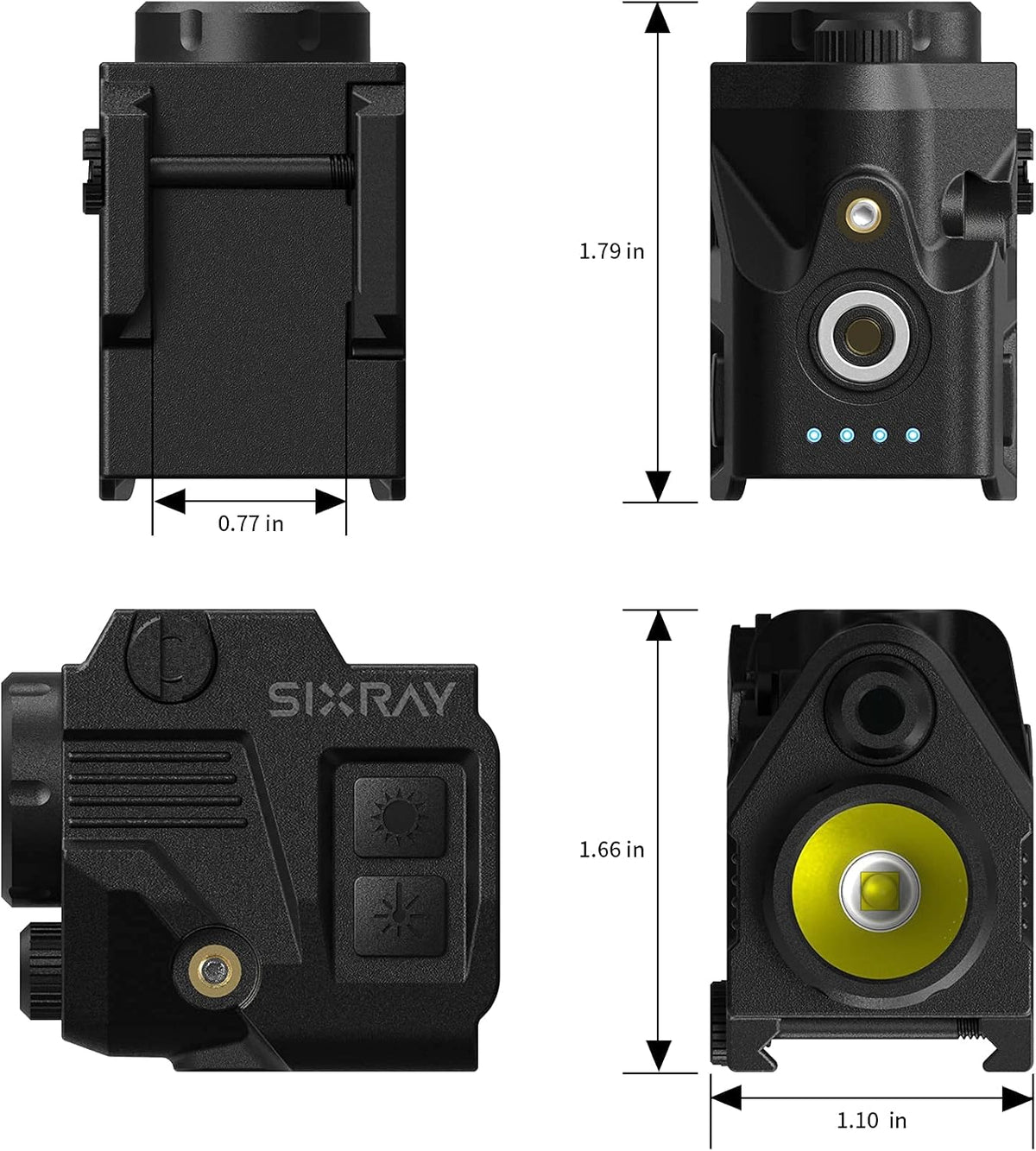SIXRAY Pistol Light Laser Sight - 420 Lumens LED with Magnetic Charging & Quick Release | Airsoft Compatible