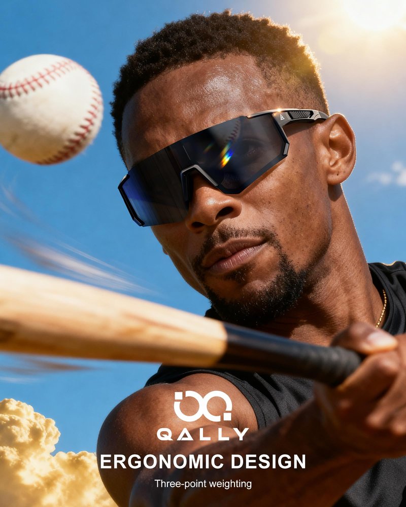 QALLY Polarized Sports Sunglasses for Men Women, UV400 Protection Mens Sunglasses Wrap Around Sun Glasses for Cycling Running